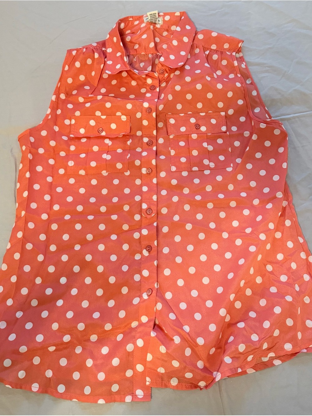 Love Notes Coral Polka Dot Blouse